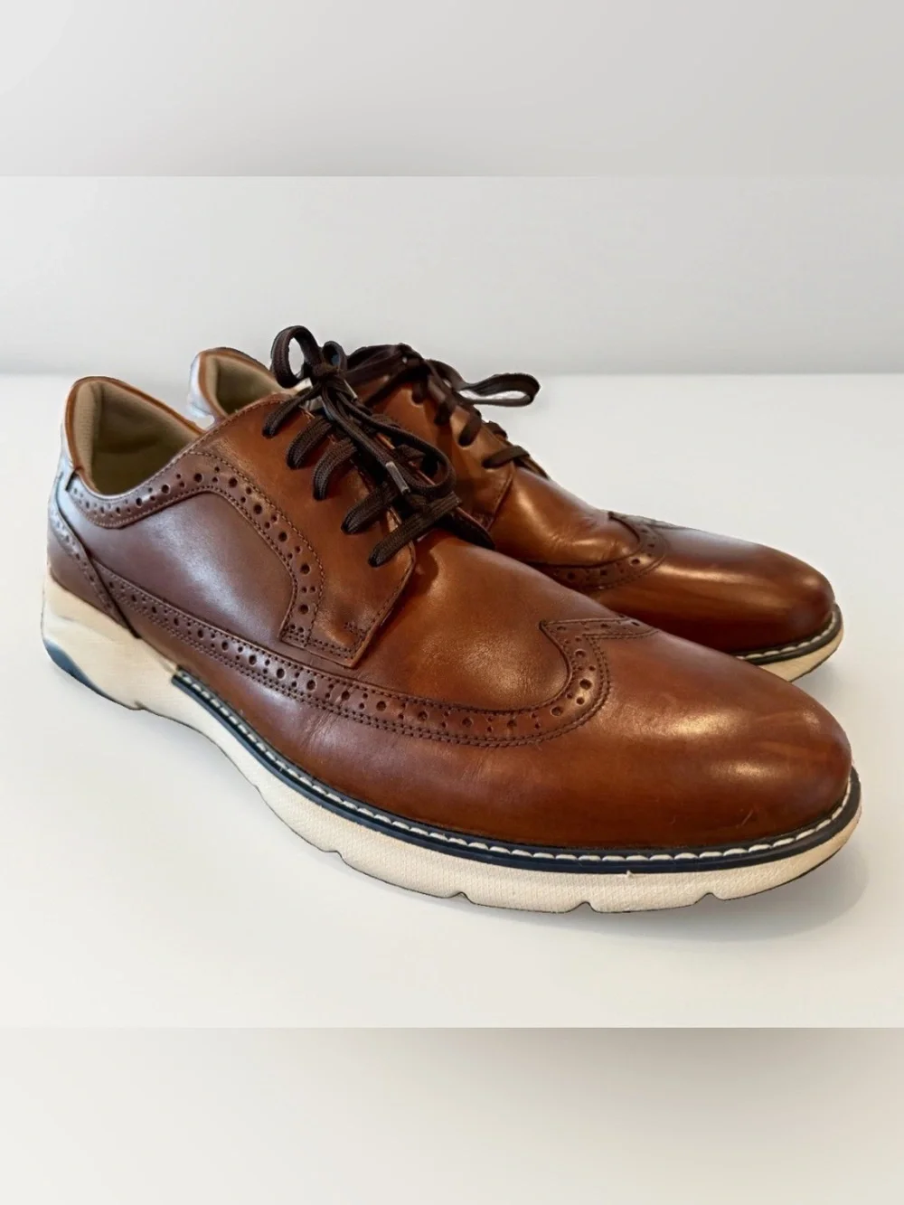 Men's 13 M Florsheim Frenzi Wingtip Oxford Cognac Leather Dress Shoe *14381-229